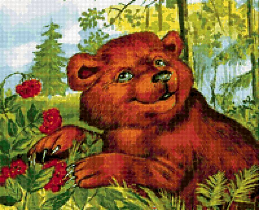 Медвежонок - малина, медвежонок, медвежата, ягоды - предпросмотр
