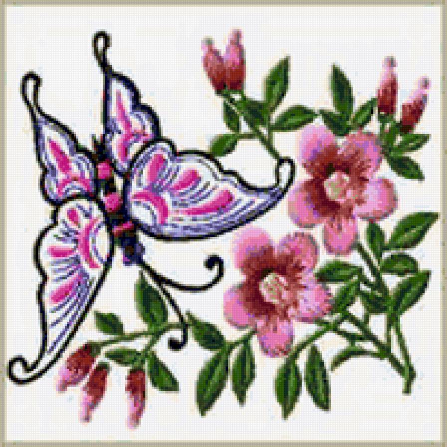 бабочка и цветок - цветы, бабочки - предпросмотр