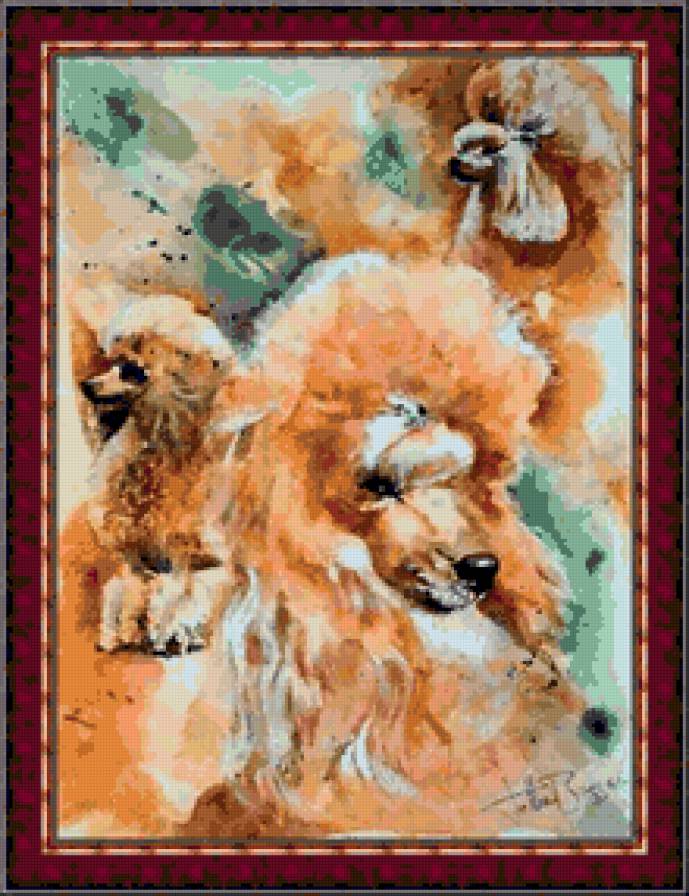 Акварель - пудель, собака - предпросмотр