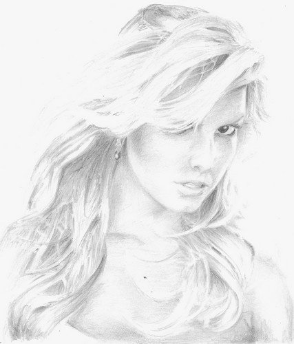 №33784309 - черно-белое, женщина, девушка, карандаш - оригинал