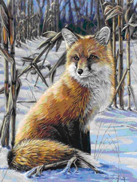 лисичка - животные, хищник, снег, зима, лиса - оригинал