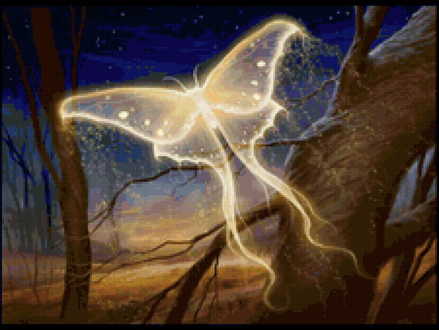 Бабочка - дерево, природа, бабочка, фэнтези - предпросмотр