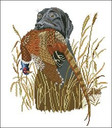 охотник - трава, пес, фазан, птица, охота - оригинал