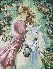 девушка на лошади - цветы, девушка, лошадь - оригинал