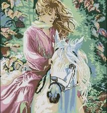 Оригинал схемы вышивки «девушка на лошади» (№5866)