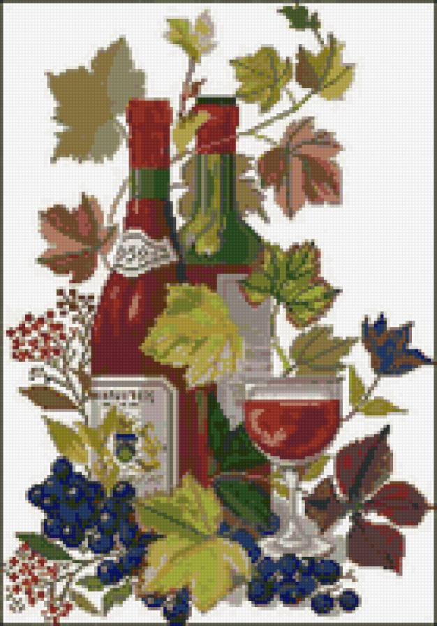 натюрморт - виноградная лоза, фрукты, для кухни, вино, натюрморт - предпросмотр