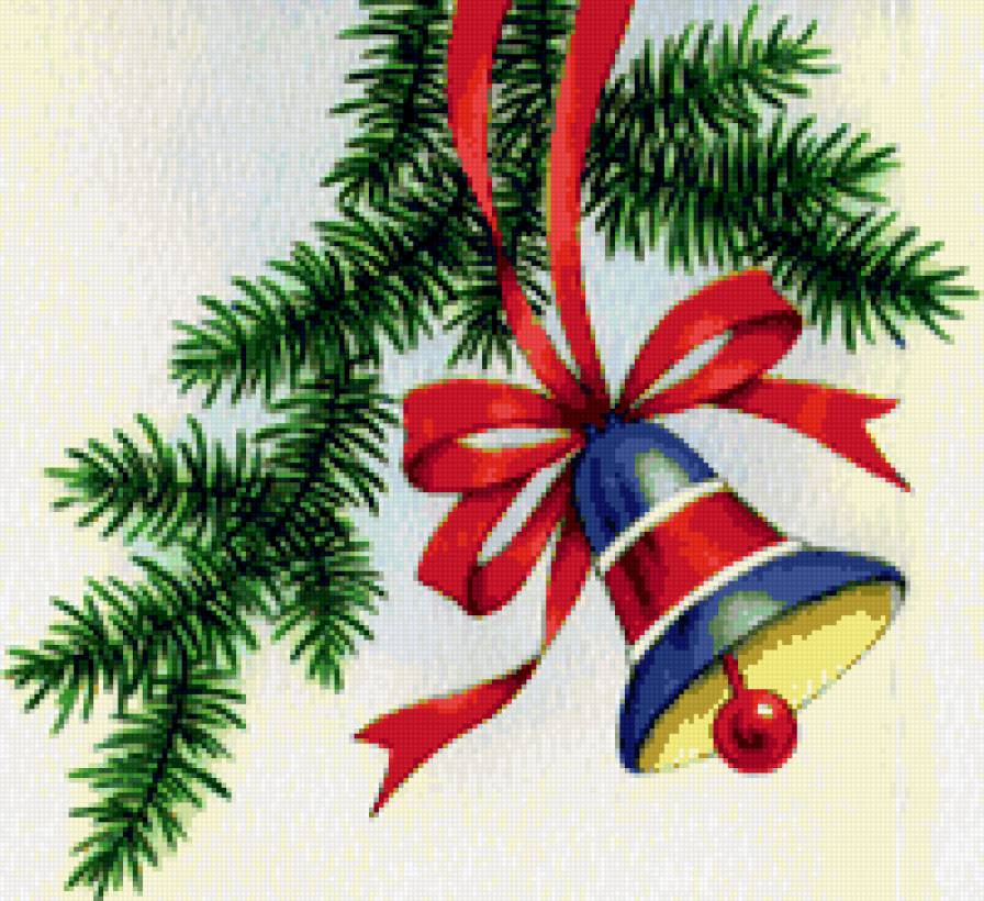 Новогодняя - домик, колокольчик, новогодняя, елка, новый год, рождество - предпросмотр