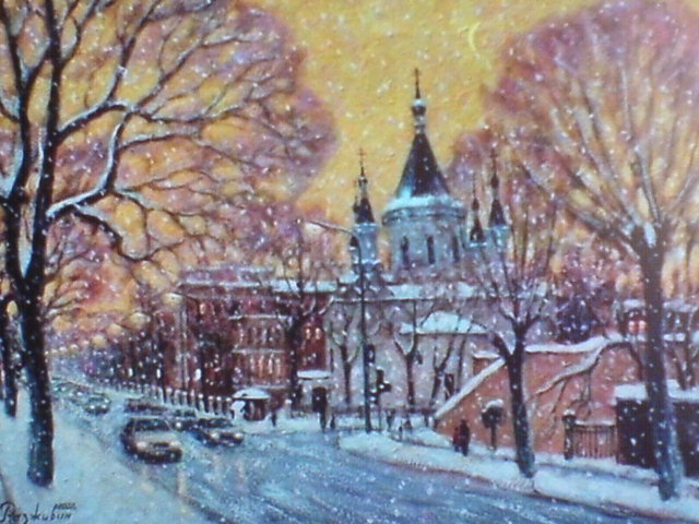 снегопад - город, пейзаж - оригинал