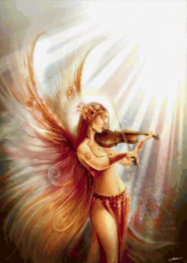 ангел со скрипкой - скрипка, ангел, девушка, сказка, скрипачка - предпросмотр