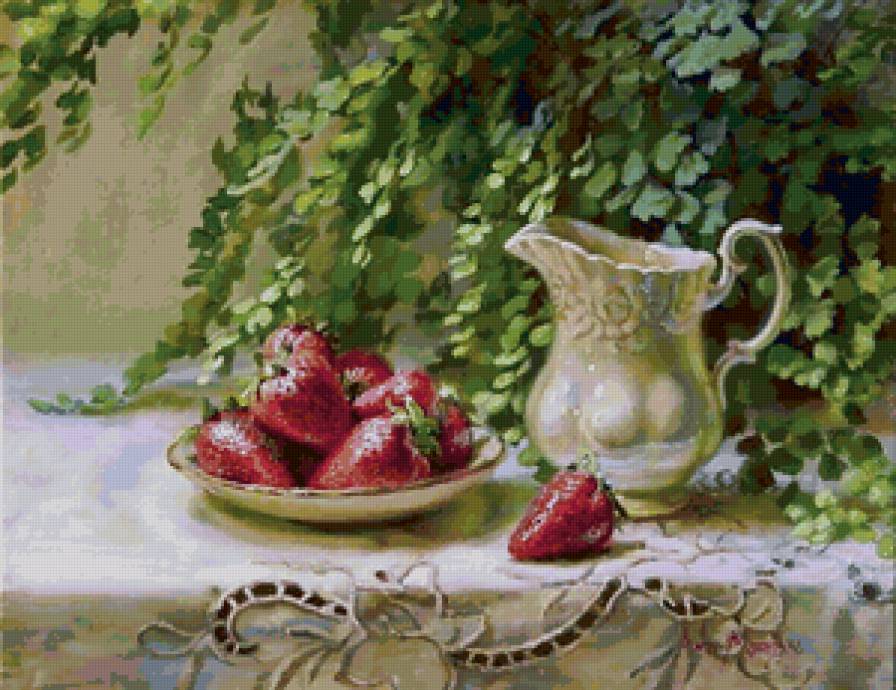 №7129 - натюрморт, цветы, фрукты - предпросмотр