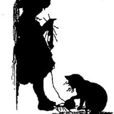 Оригинал схемы вышивки «Силуэт. Девочка и кот. Е. Бём» (№7252)