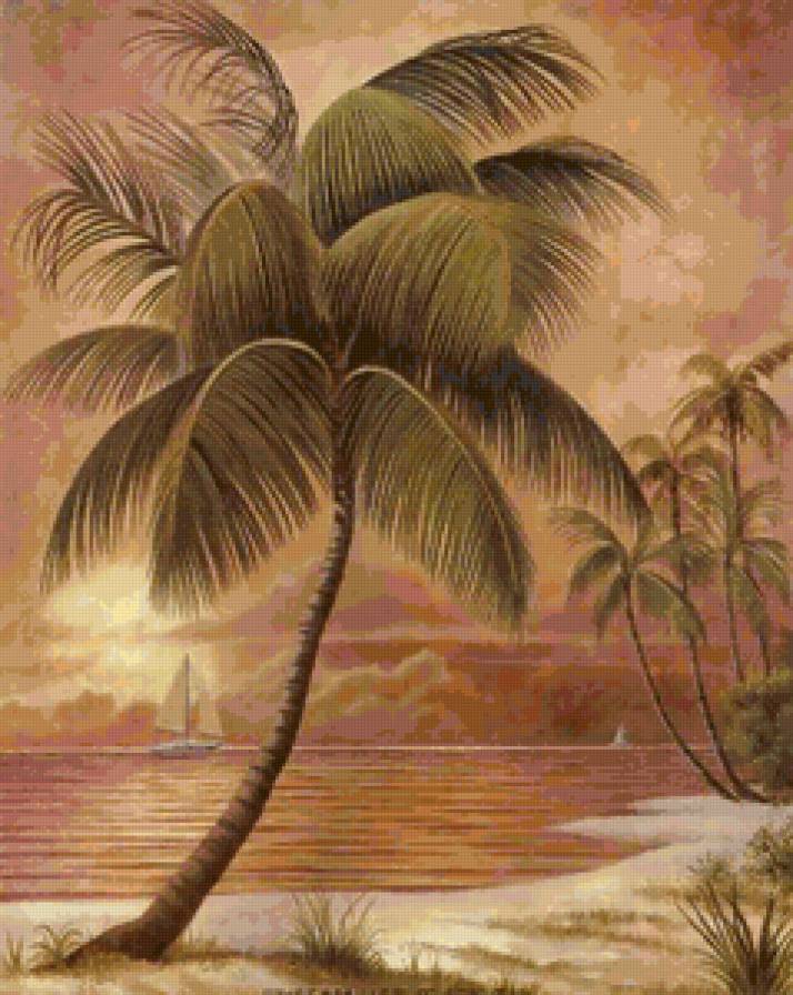 Пальма) - картина, море, пальма - предпросмотр