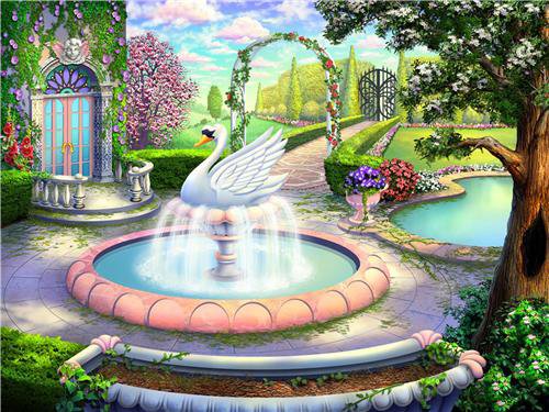 сад - фонтан, лебедь - оригинал