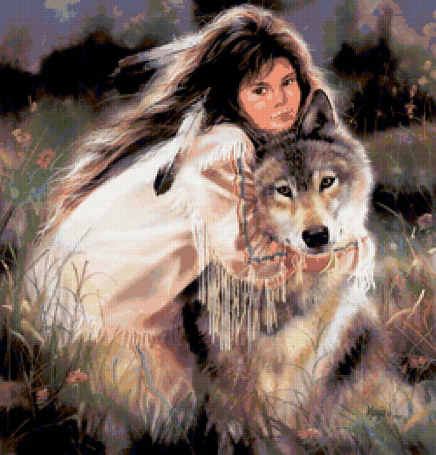 Девочка и волк - ребенок, девочка, волк - предпросмотр