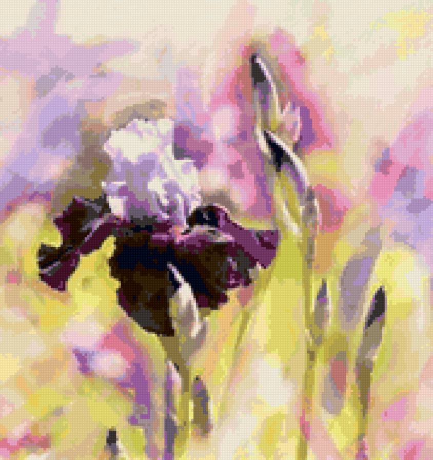 Ирисы - живопись, ирисы, природа, акварель, цветы - предпросмотр