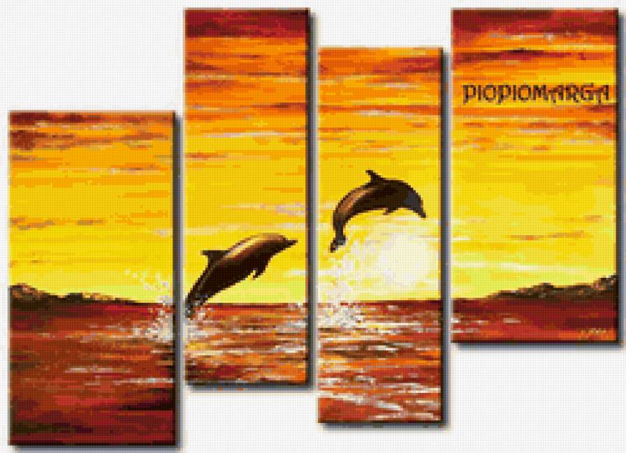 №3354468 - дельфины, море, триптих - предпросмотр