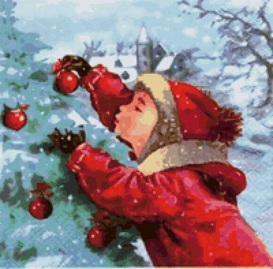 Рождество - дети, рождество, новый год, елка, игрушки, зима - предпросмотр