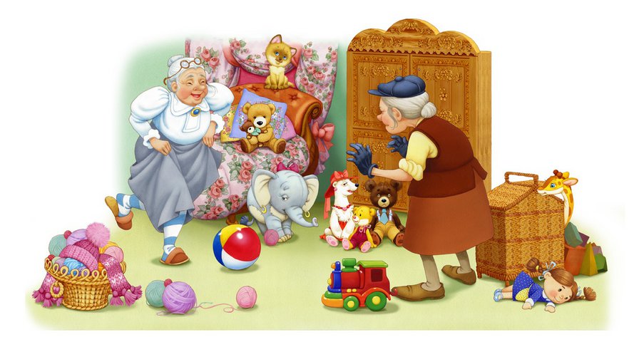 Веселые старушки - бабушки, мультяшки, открытка - оригинал