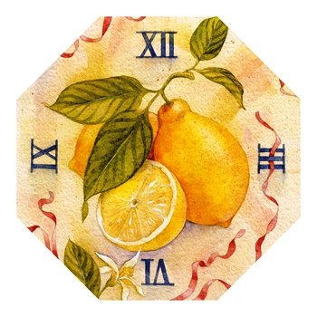 Часы "Лимончики" - лимоны, часы, лимон, время, вышитые часы, для кухни - оригинал