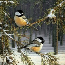 Схема вышивки «Милые птички в лесу))»