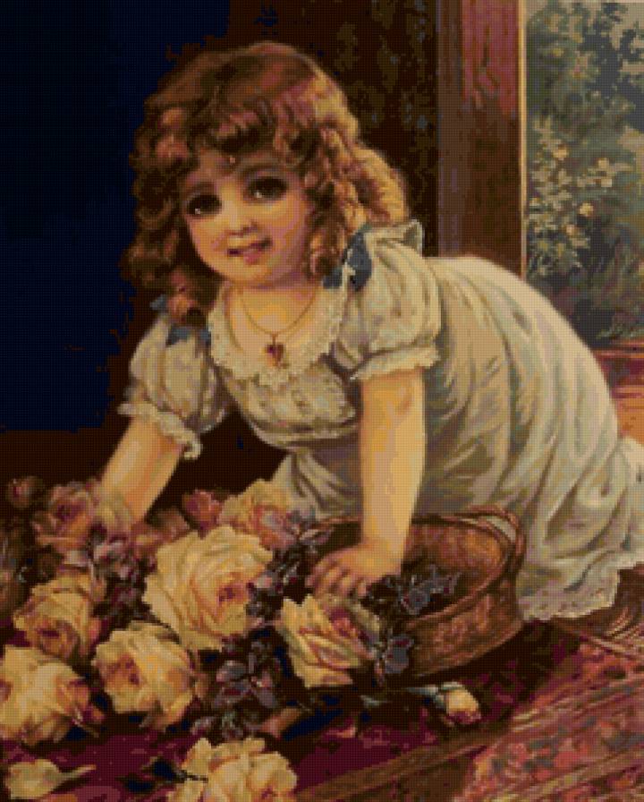 Серия "Очаровашки" - дети, девочка, пионы, цветы, букет - предпросмотр
