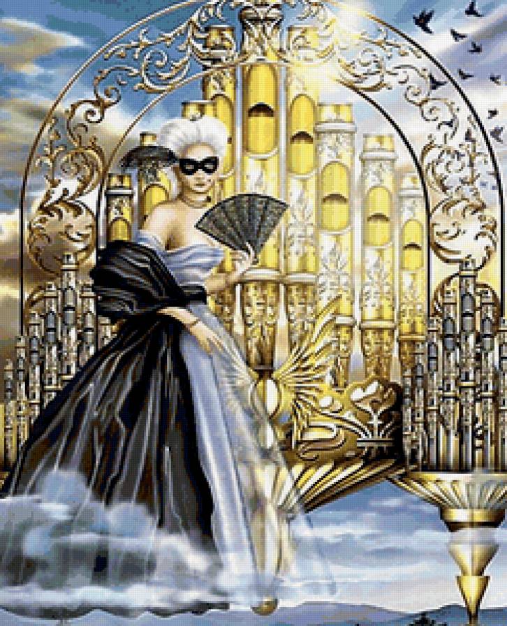 Перед балом... - маска, бал, веер, дама - предпросмотр