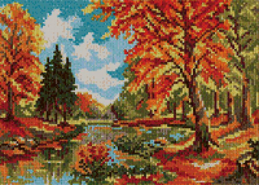 Золотая осень - красота природы, река, осень, природа, деревья, осенняя, пейзаж - предпросмотр