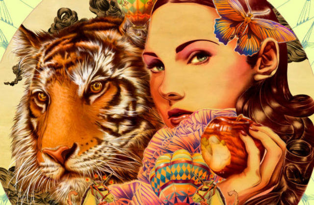 девушка и тигр - оригинал
