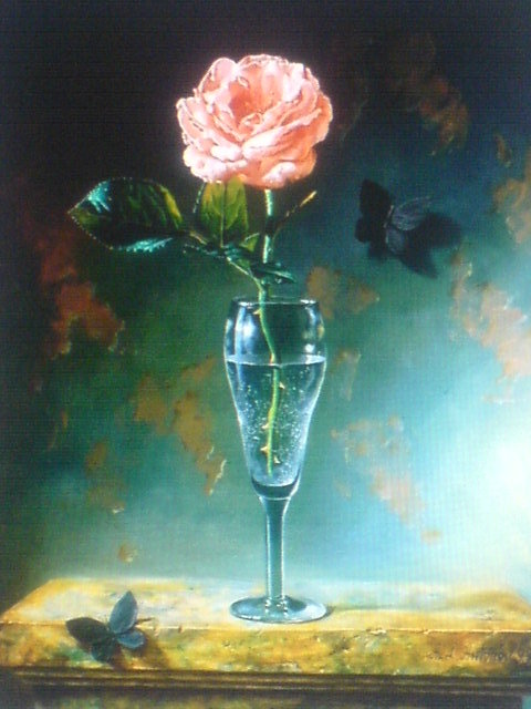 роза в бокале - цветы, розы, натюрморт - оригинал