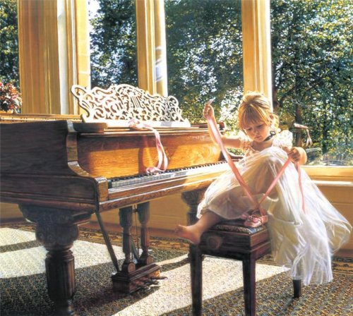 маленькая балерина - девочка, рояль, дети - оригинал