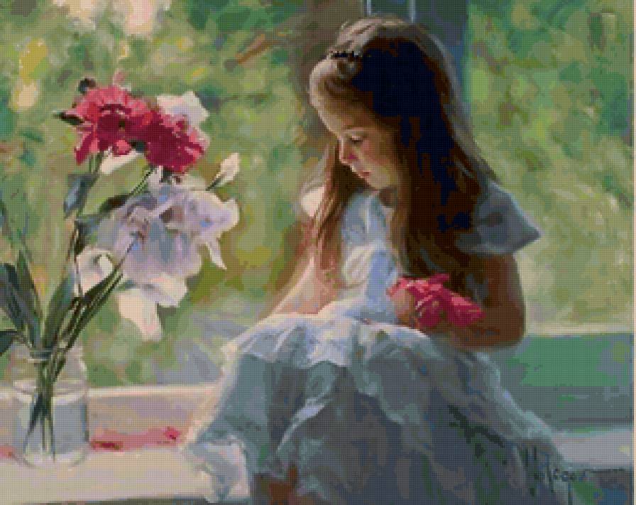 девочка с цветами - букет, цветы, девочка, дети - предпросмотр