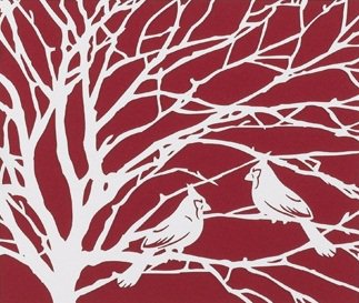 Зимняя картина - красота, птички, птицы, зима, природа, кардиналы, дерево - оригинал