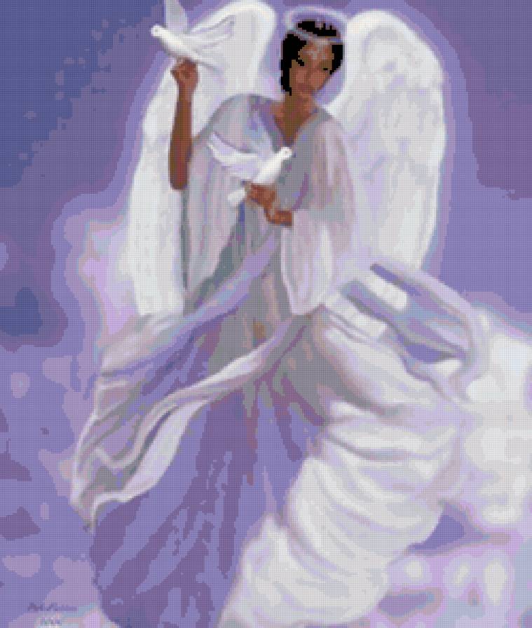 ангел - голуби, девушка - предпросмотр