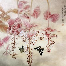 Оригинал схемы вышивки «цветы и бабочки» (№12014)