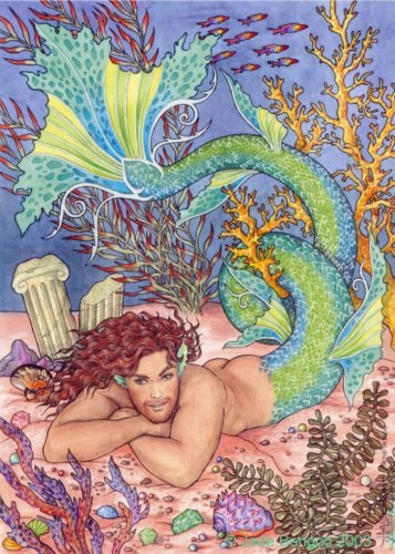под водой - мифология, сказка, парень, русал, море, картина, русалки, влда - оригинал