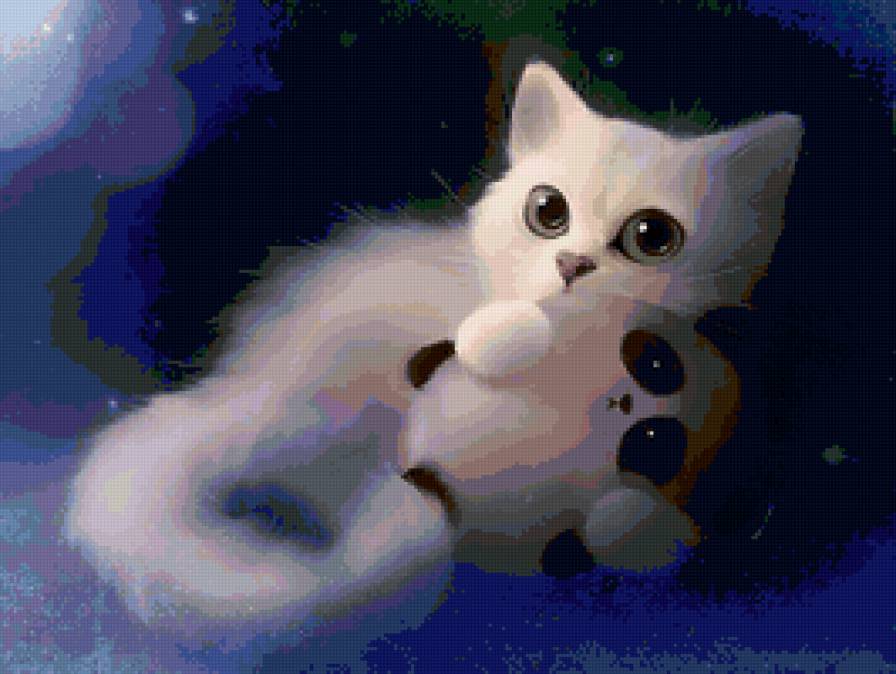 Пушистое чудо - рисунок, кот, игрушка, котенок - предпросмотр