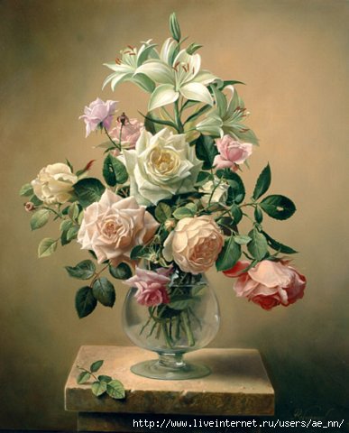 живопись - цветы, ваза - оригинал