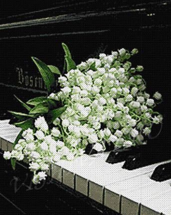 Цветы и музыка - цветы и музыка, музыка, весенние цветы, ландыши, пианино, ноты - оригинал