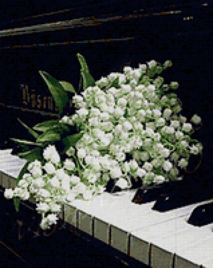 Цветы и музыка - пианино, весенние цветы, музыка, ландыши, ноты, цветы и музыка - предпросмотр