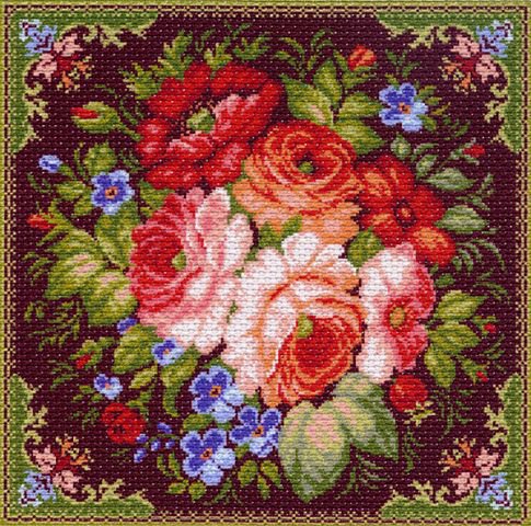 Подушка"Цветы" - подушка, живопись, цветы - оригинал