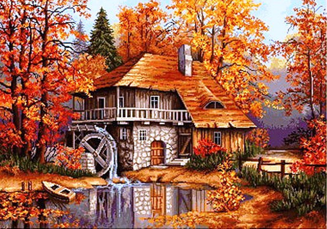 Осень - осенняя, природа, деревья, красота природы, осень, река, пейзаж - оригинал