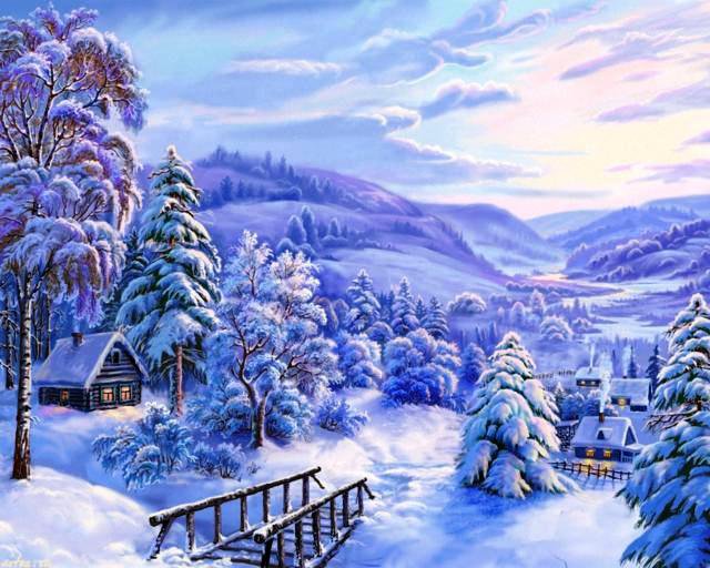 Зимний пейзаж - зимние домики, снег, домики, природа, зима, зимний пейзаж, домик - оригинал