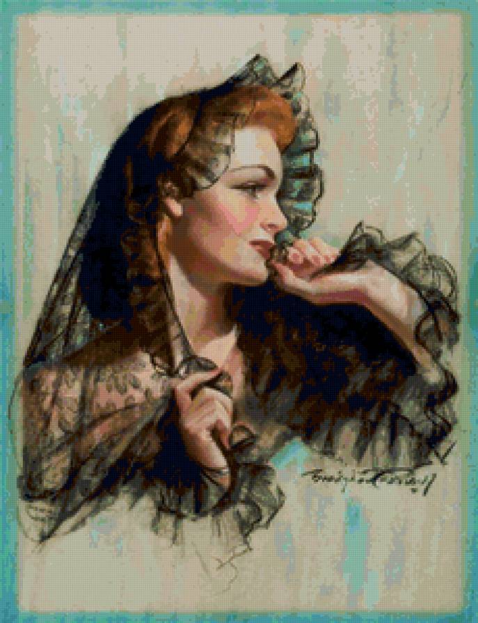 №13911 - дама, ретро, девушка - предпросмотр