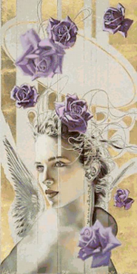 №13974 - девушка, дама, цветы - предпросмотр
