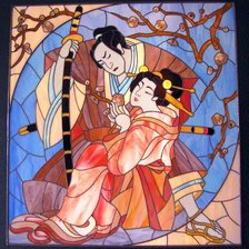Оригинал схемы вышивки «самурай и геиша» (№14903)