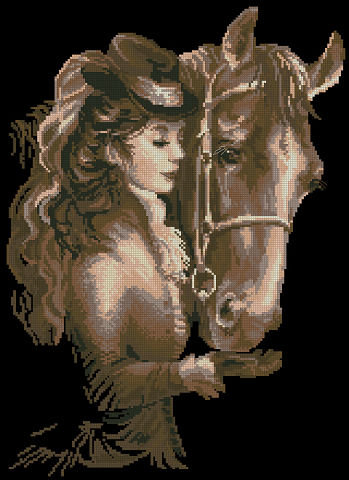 Красивая женщина с лошадью - люди - оригинал