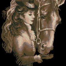 Схема вышивки «Красивая женщина с лошадью»