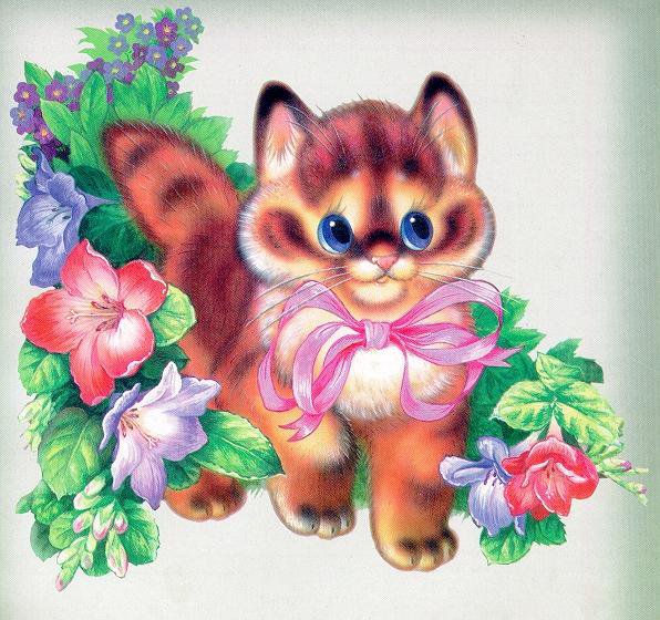 Котенок - мультяшки, животные, открытка - оригинал