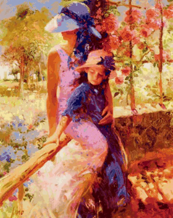 Прогулка с мамой - дети, люди, осень, пейзаж, девушка - предпросмотр