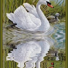 Оригинал схемы вышивки «лебеди» (№16736)